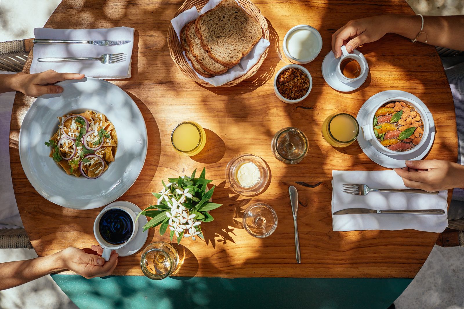 Image may contain Brunch Food Bread Tape Person Plant and Plate